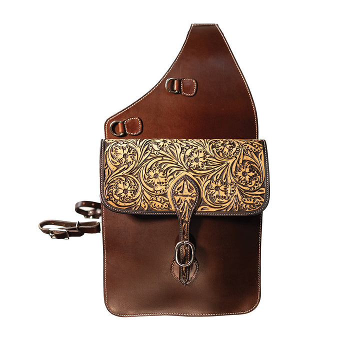 Sanded Floral Saddle Bag
