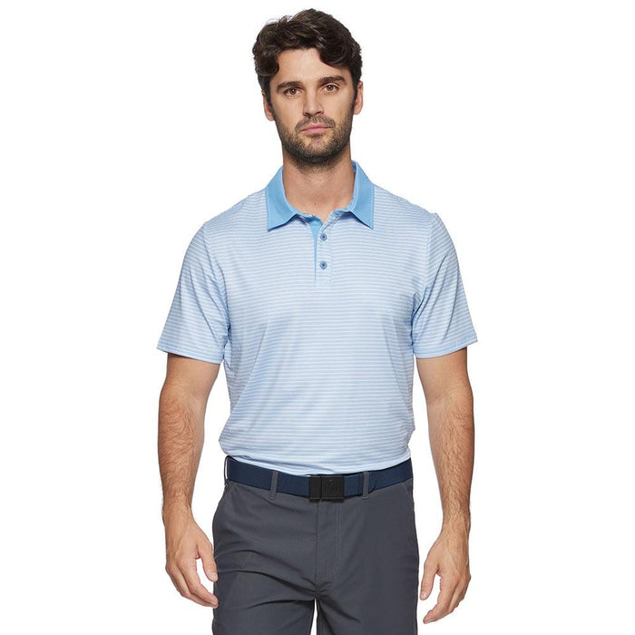 Men’s Kiawah Stripe White Aqua Navy Polo