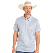 Men's Blue Geo Print Performance Polo