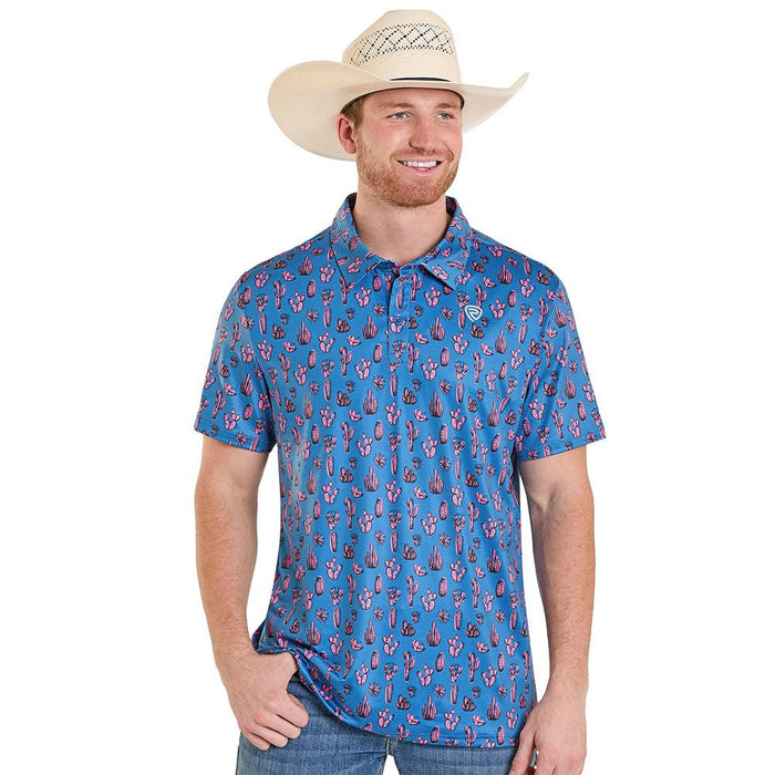 Men's Royal Cactus Print Performance Polo