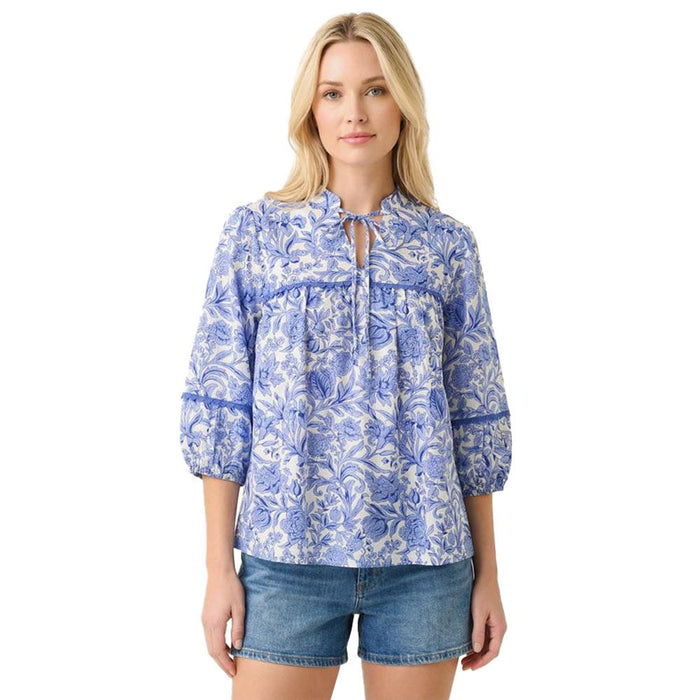 Women's Blue Floral Print Top