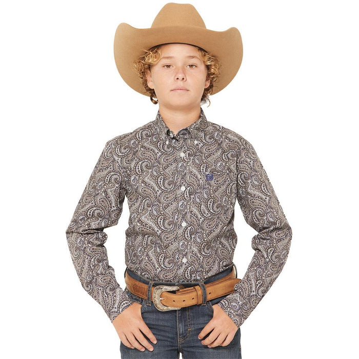 Boy's Paisley Long Sleeve Button Shirt