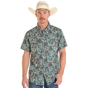 Men's Olive Camo Print Tek Western Shirt