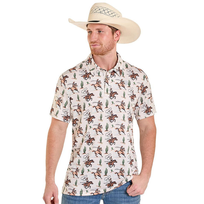 Men's Natural Roper Print Performance Polo