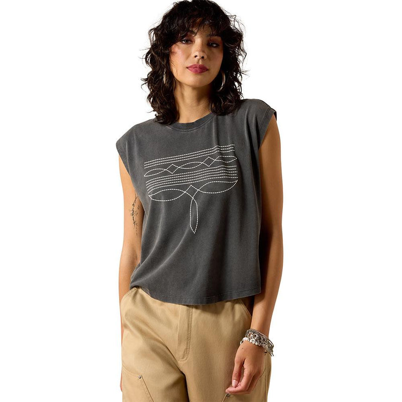 Women's Dallas Charcoal Cropped Tee Shirt