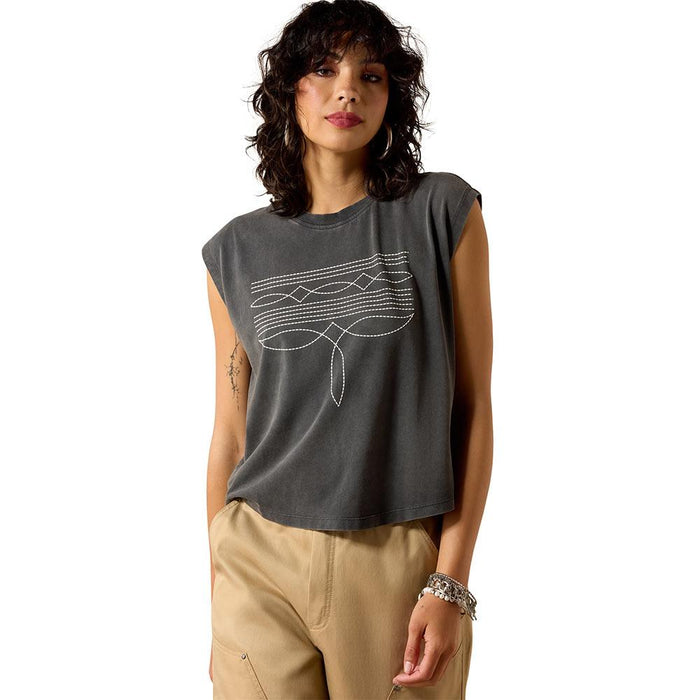 Women's Dallas Charcoal Cropped Tee Shirt