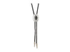 Silver and Black Aztec Oval Bolo Tie