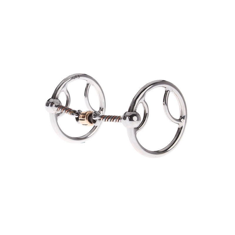 Twisted Wire Copper Dog Bone Locked O Ring Snaffle Gag Bit
