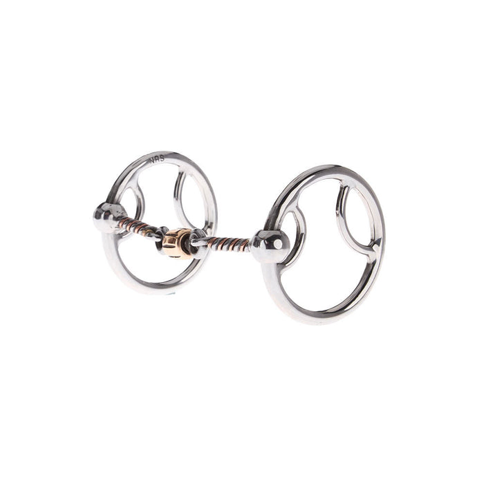 Twisted Wire Copper Dog Bone Locked O Ring Snaffle Gag Bit