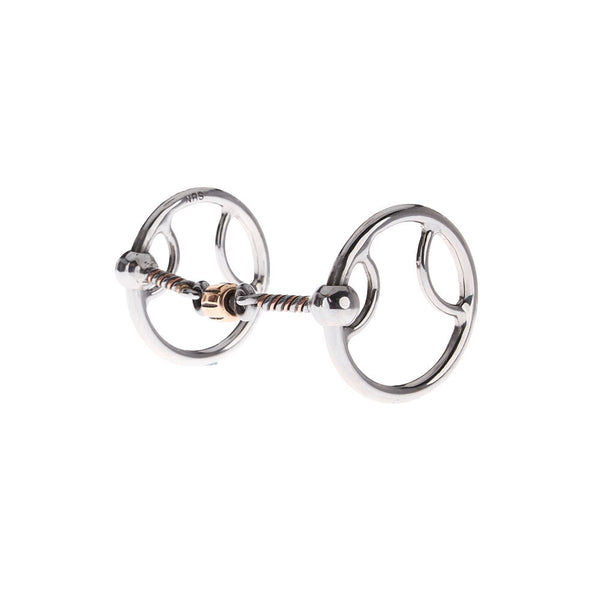 NRS Twisted Wire Copper Dog Bone Locked O Ring Snaffle Gag Bit