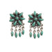 Turquoise Flower Dangle Post Earrings