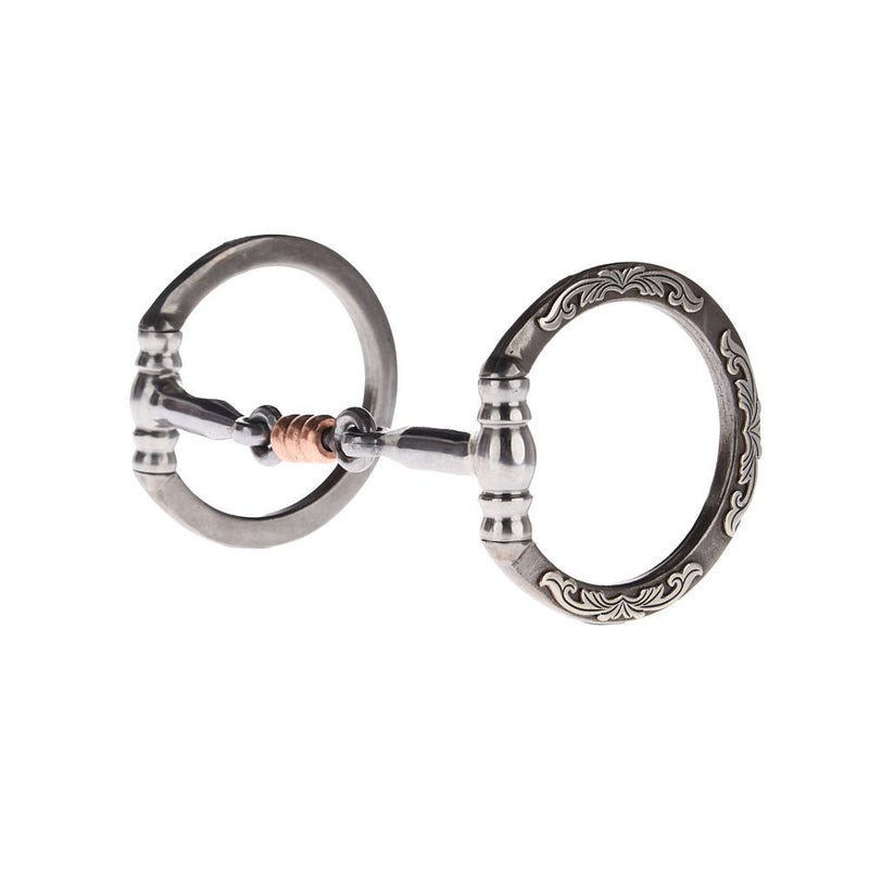 Silver Floral Smooth Copper Dogbone Snaffle Bit