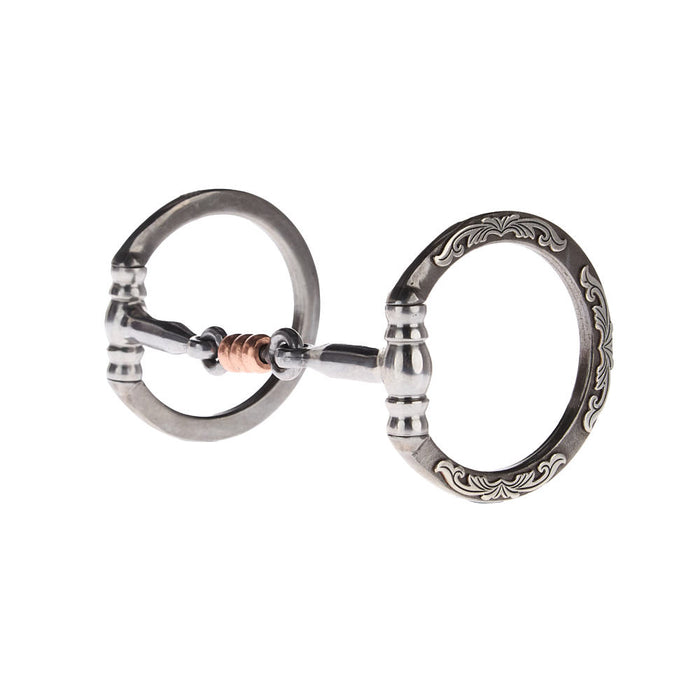 Silver Floral Smooth Copper Dogbone Snaffle Bit