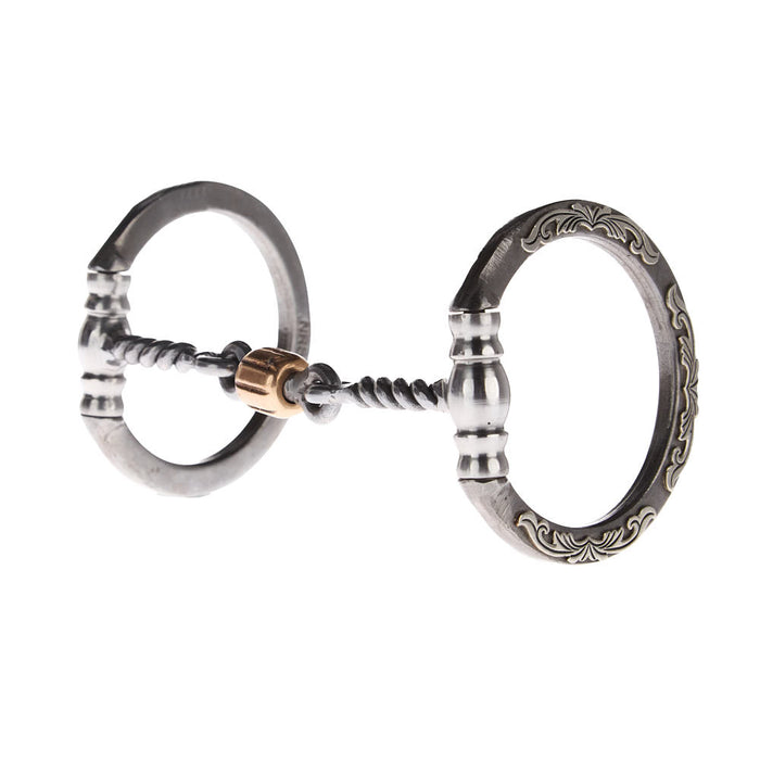 Silver Floral Twisted Wire Copper Dogbone Snaffle Bit