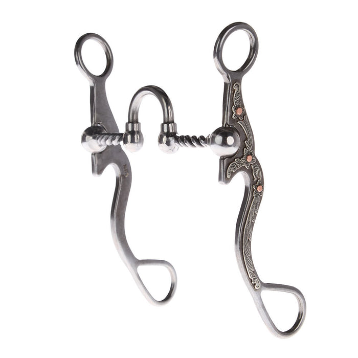 NRS Silver Floral Twisted Correctional Port Shank Bit