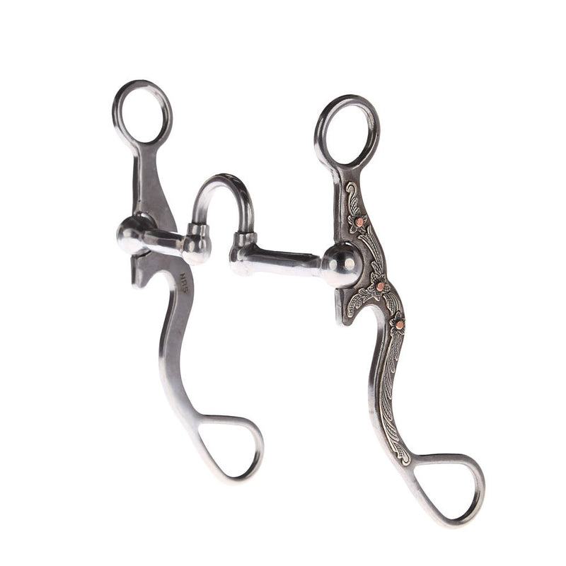 Silver Floral Smooth Correctional Port Shank Bit