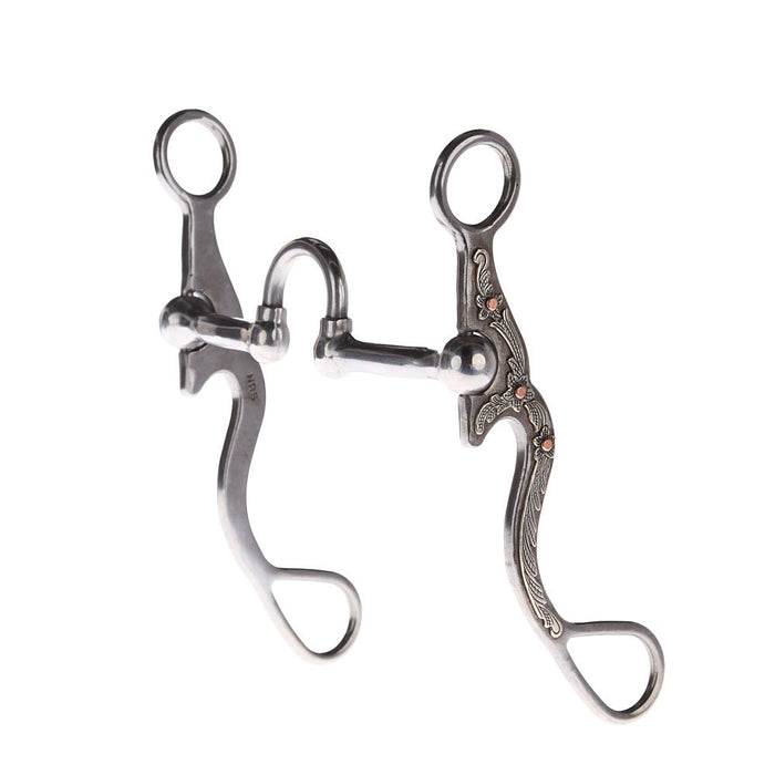 Silver Floral Smooth Correctional Port Shank Bit