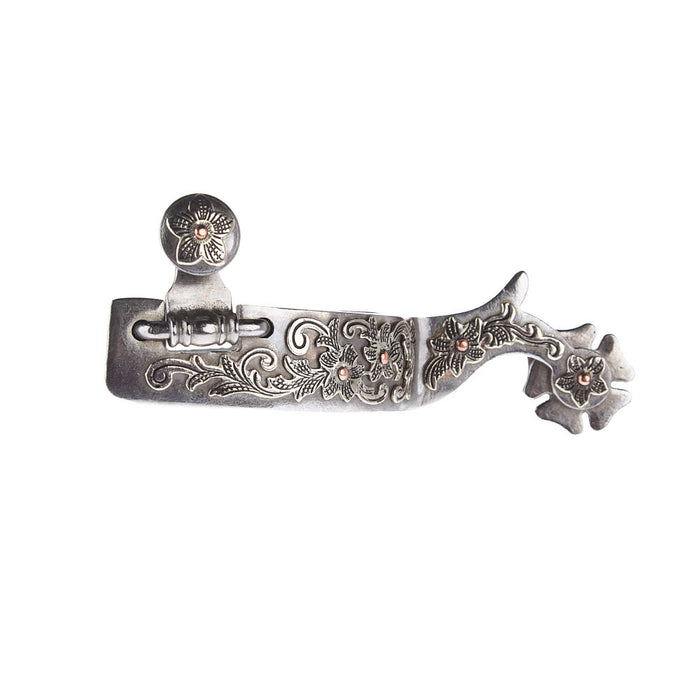 Youth Silver Floral 1in Band Spurs