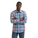 Men's Retro Modern Fit Blue Plaid Shirt