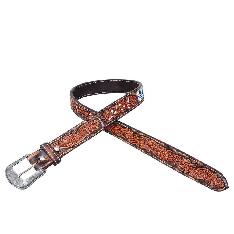 Circle Y Saddlery Men's Blue Diamond Inlay Belt