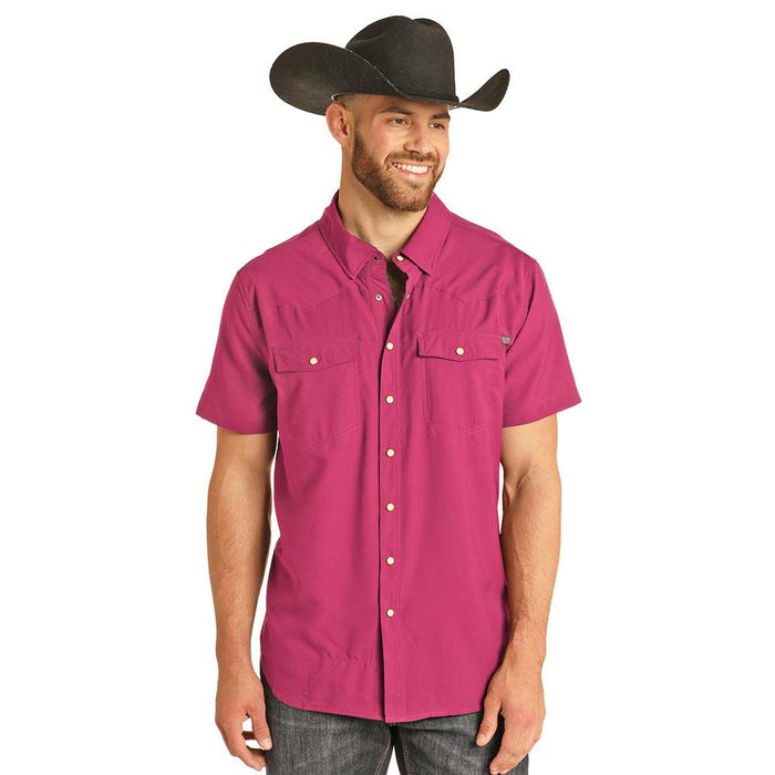 Men's Hot Pink Solid Tek Western Shirt