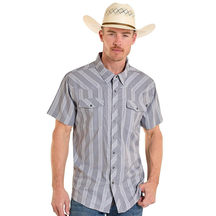 Men's Grey Stripe Tek Western Shirt