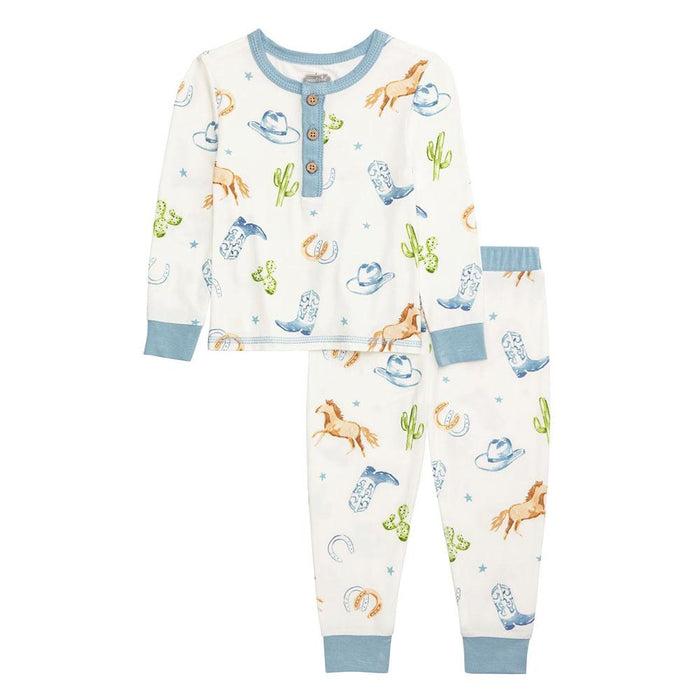 Boy's Blue Western Print PJ Set