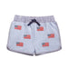 Boy's Flag Print Swim Trunks