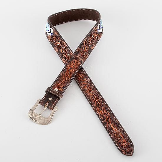 Circle Y Saddlery Men's Blue Diamond Inlay Belt