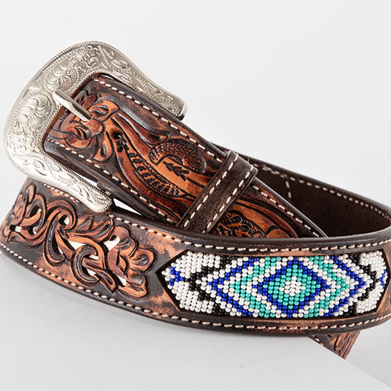 Circle Y Saddlery Men's Blue Diamond Inlay Belt
