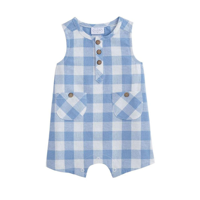 Boy's Blue Check Romper