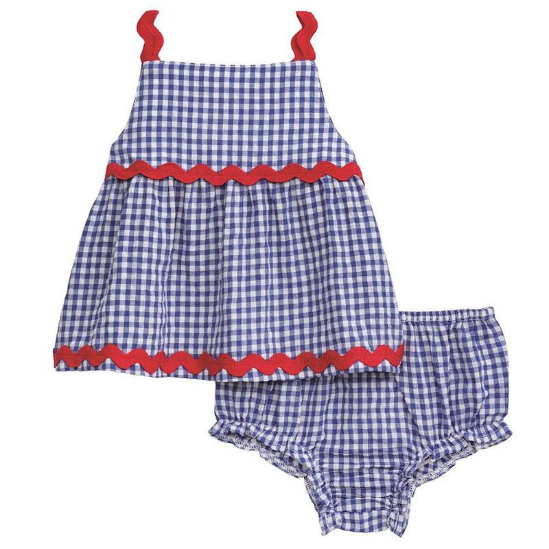 Girl's Gingham Ric Rac Pinafore