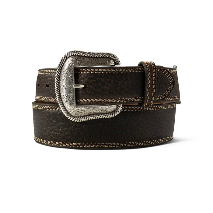 Ariat Men's Leather Belt Triple-Stitch Tapered with Floral Buckle