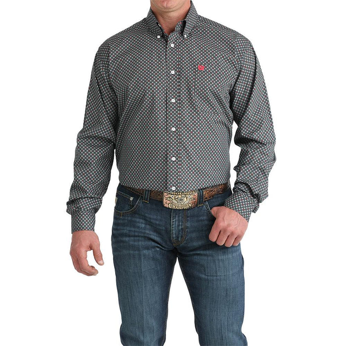 Men's Black Print Long Sleeve Shirt