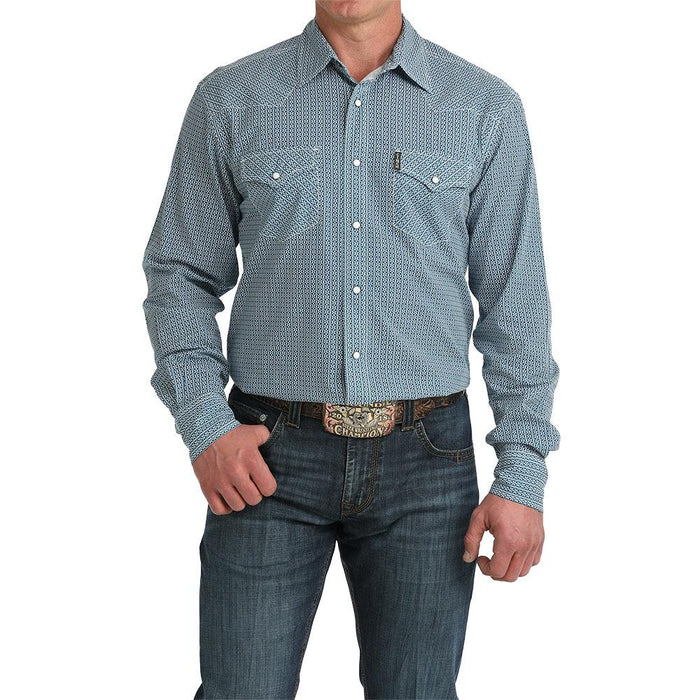 Men's Blue Printed Modern Fit Shirt