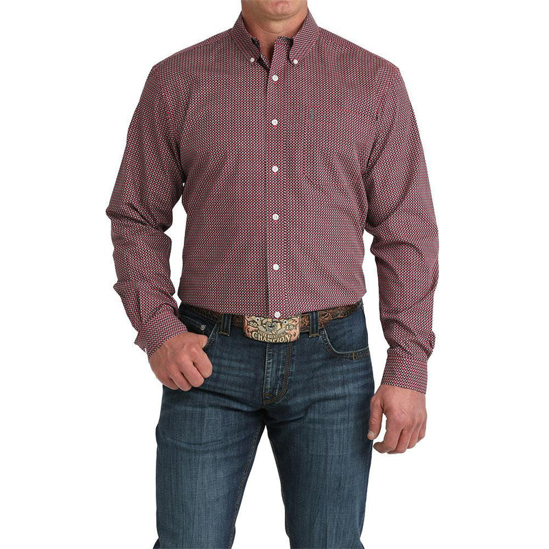 Men's Pink Small Check Modern Fit Shirt