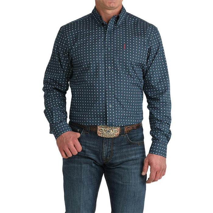Men's Blue Circle Modern Fit Shirt