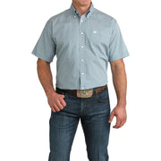 Men's Blue Geo Print Short Sleeve Shirt