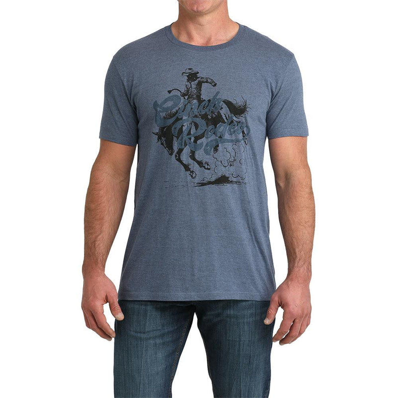 Men's Blue Bucking Horse Rodeo Tee Shirt