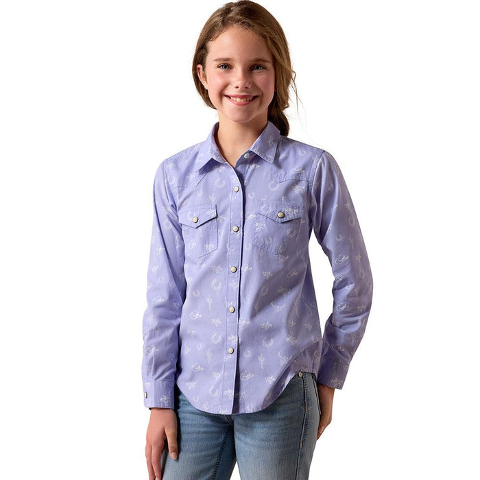Girl's Western Motif Lavender Shirt