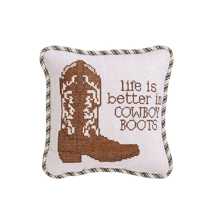 Boots Needlepoint Small Pillow