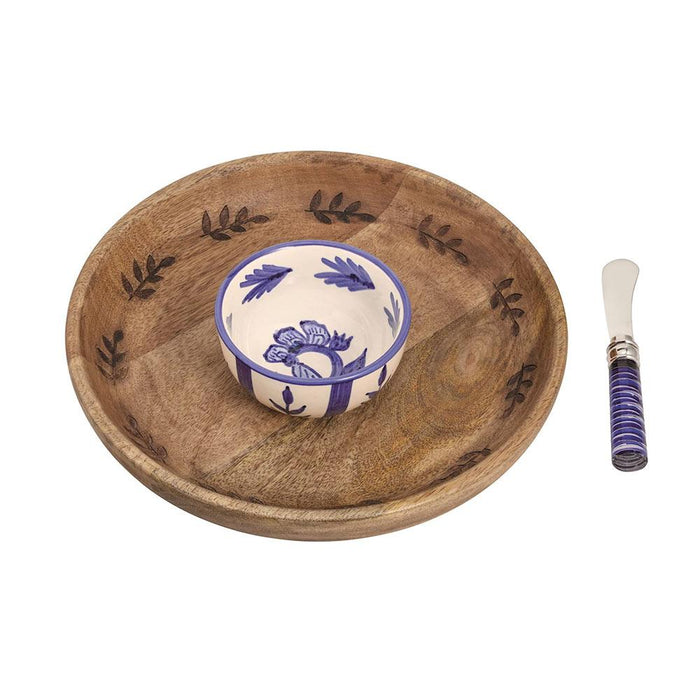 Wood Ceramic Chip/Dip Set