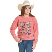 Girl's Rose Let's Rodeo Graphic Pullover