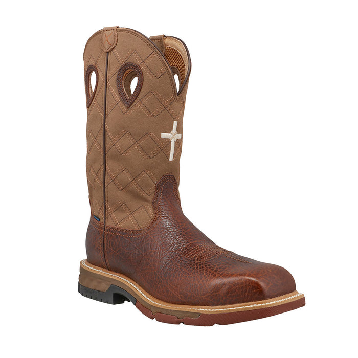 Men's 12in WP Brown Nano Square Toe Work Boot