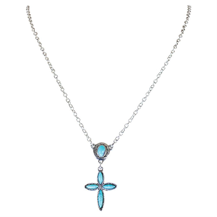 Silver & Turquoise Cross Necklace