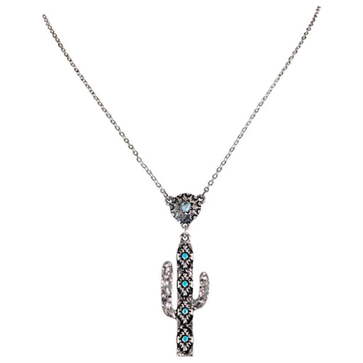 Silver & Turquoise Cactus Necklace