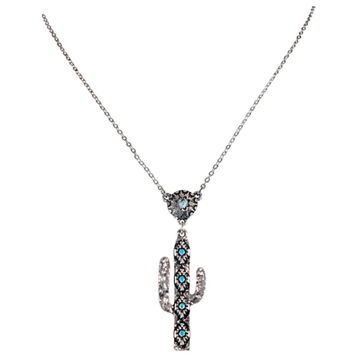 Silver & Turquoise Cactus Necklace