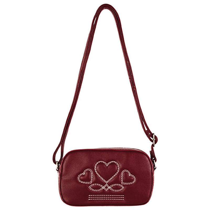 Leather Hearts Red Camera Bag