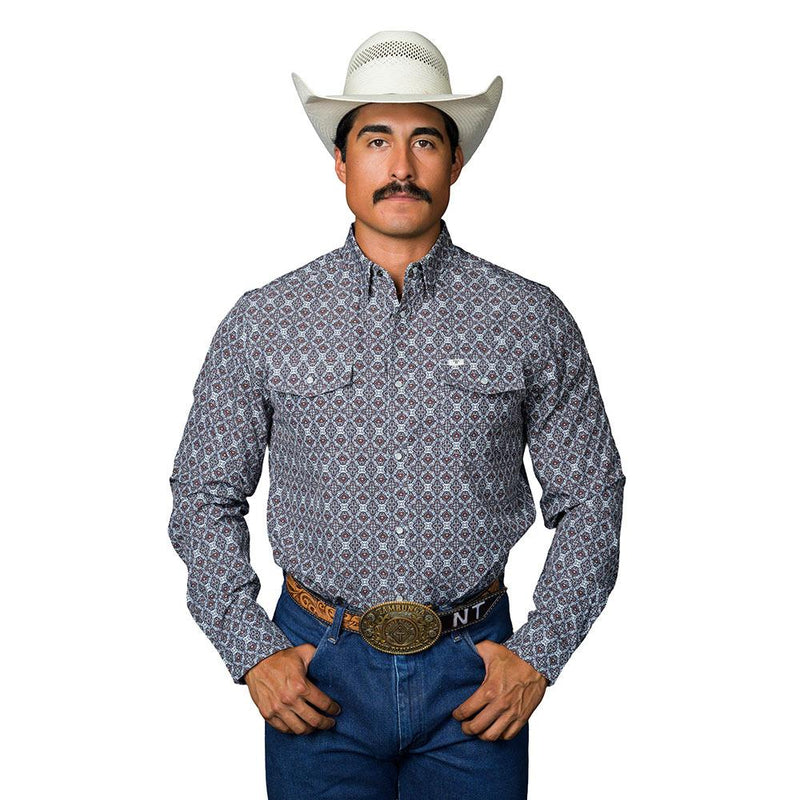 Men's Brown Conner Long Sleeve Snap Shirt