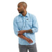 Men's Cerulean Mixed Material Shirt